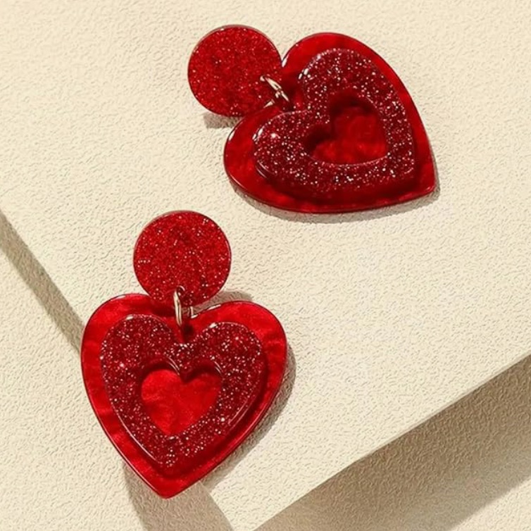 Red Heart Earrings Super Cute Valentine’s Day